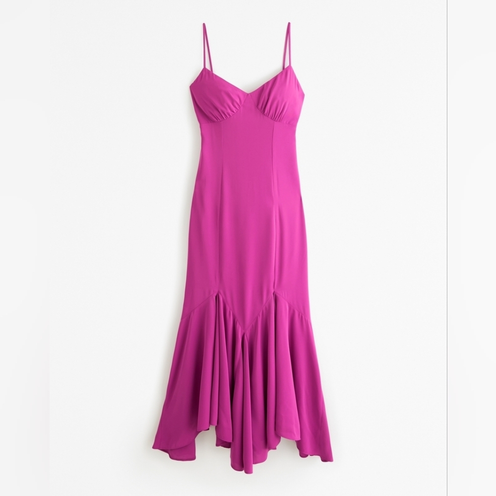 Abercrombie & Fitch Low Back Mermaid Dress In Fuchsia Size XS